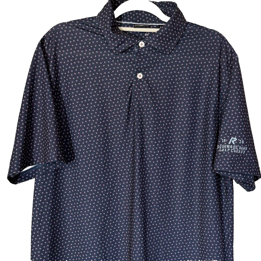 FootJoy Golf Polo Shirt Mens Large Blue Performance Stretch Rockwood Park Logo